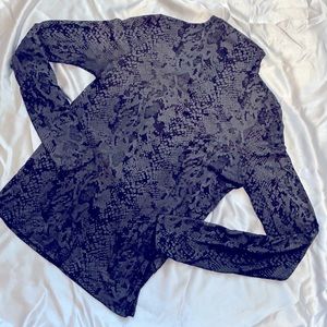 Sheer long-sleeve snakeskin patterned top